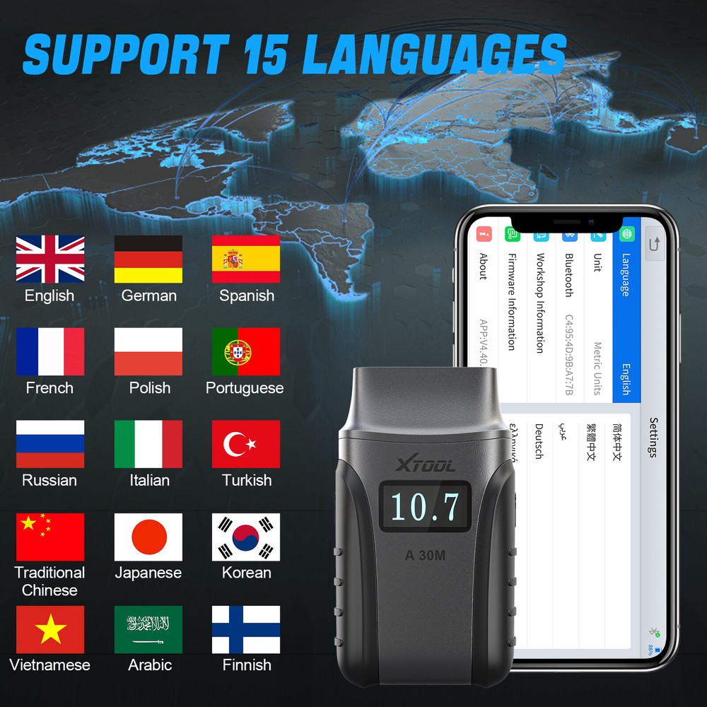 XTOOL A30M Full System Diagnostic Bluetooth Scanner Acitve Test Tool 21+ Service