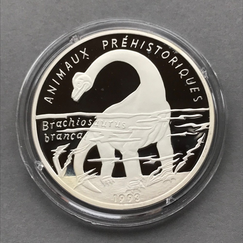 CONGO Silver  1000 Francs 1993  BRACHIOSARUS   Proof