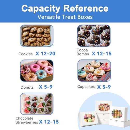 Pcs Bakery Boxes 8-In with Windows, Cookie Boxes for Chocolate Covered 30 White