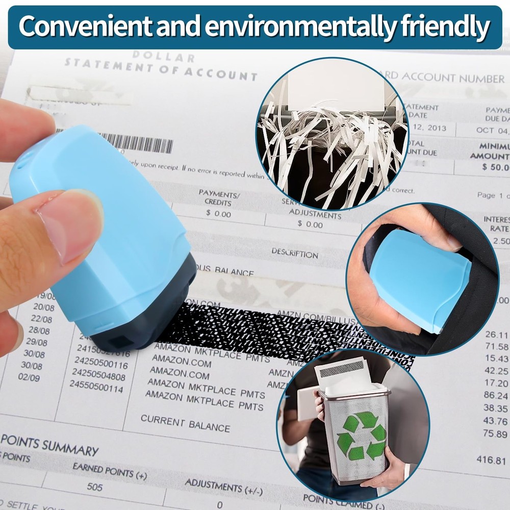 Identity Theft Protection Roller Stamp, Blue, HS-009