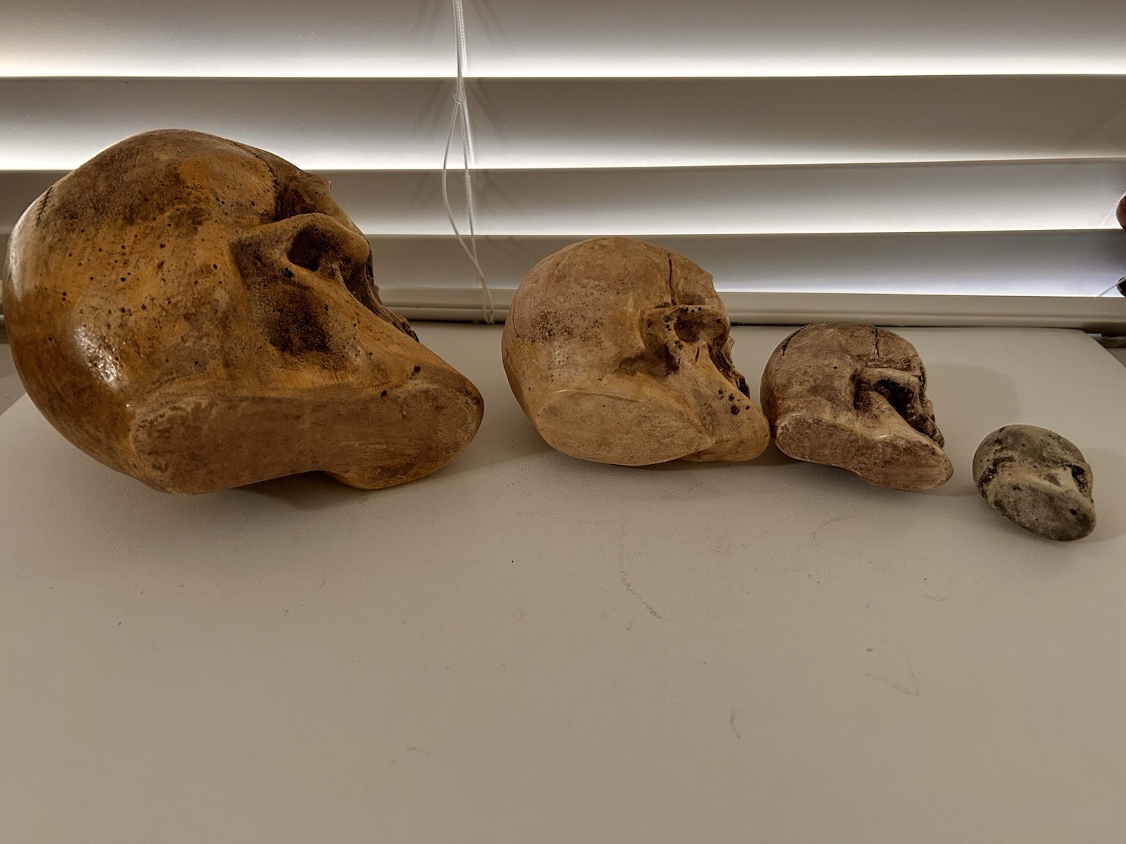 4 EA RANDOTTI ORIGINAL SKULLS LARGE, VOO DOO, PIXIE & SMALL SKULL ALL STILL GLOW