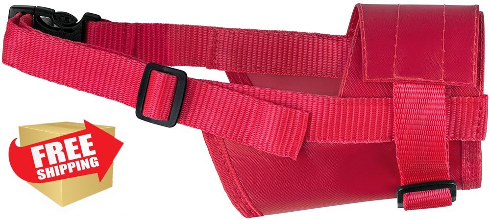 CollarDirect 2 Red S Nylon Dog Muzzle Anti Barking Biting Adjustable Soft