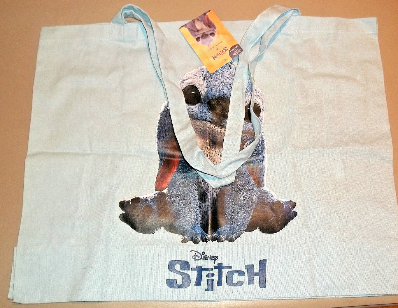 Primark Disney Stitch Extra Large Canvas Tote Bag Light Blue Cotton Blend 21x17
