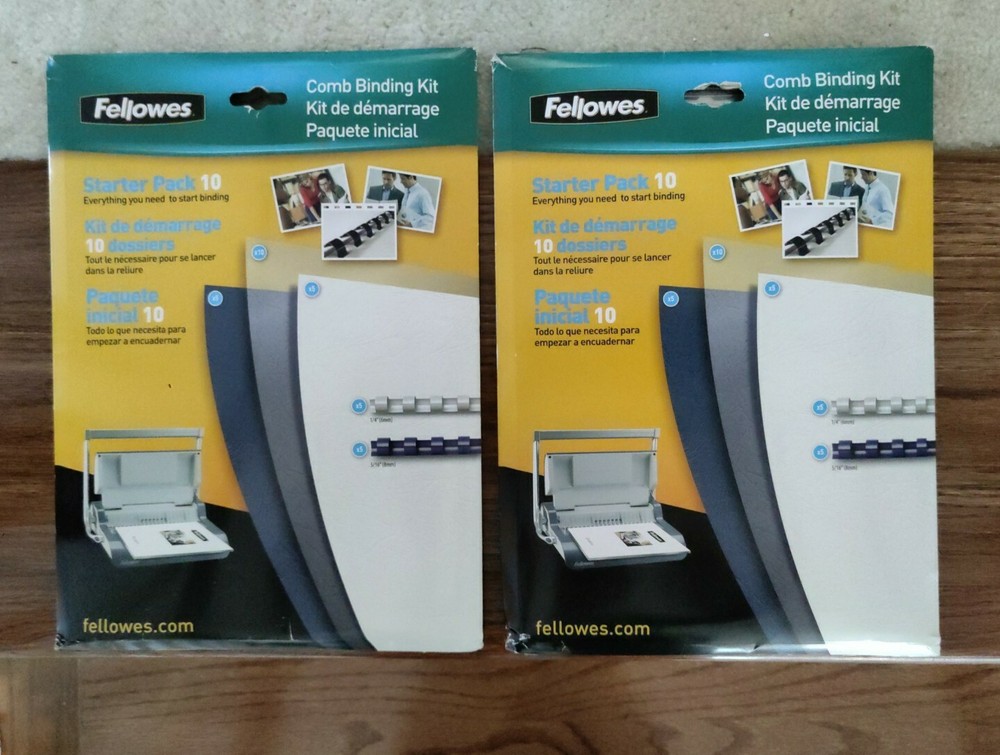 TWO  FELLOWES Comb Binding Kit Starter Pack 10.