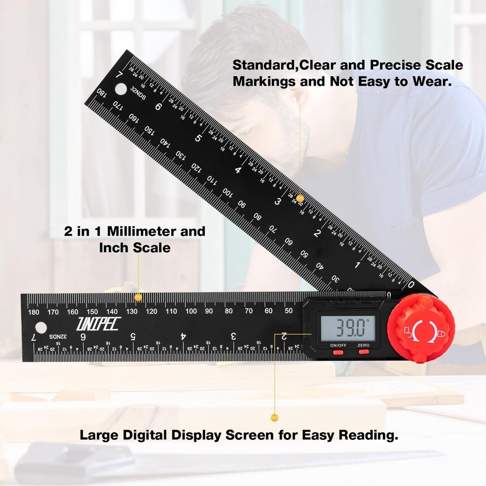 UNIPEC Digital Angle Finder Protractor, Ruler, 7inch 200mm...