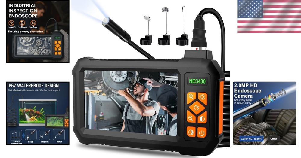 1920P HD Endoscope Camera with 4.3" Screen, Waterproof
