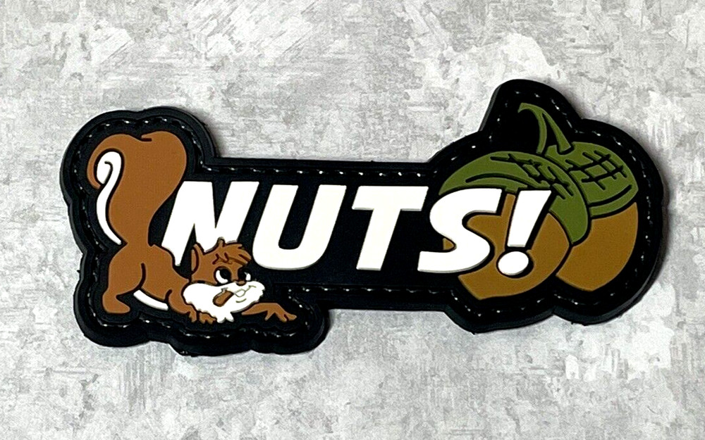 Squirrel Nuts Tactical Morale PVC Patch, Funny Nuts Rubber PVC Patch Hook Back
