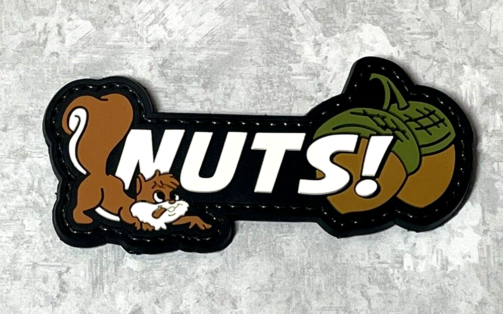 Squirrel Nuts Tactical Morale PVC Patch, Funny Nuts Rubber PVC Patch Hook Back