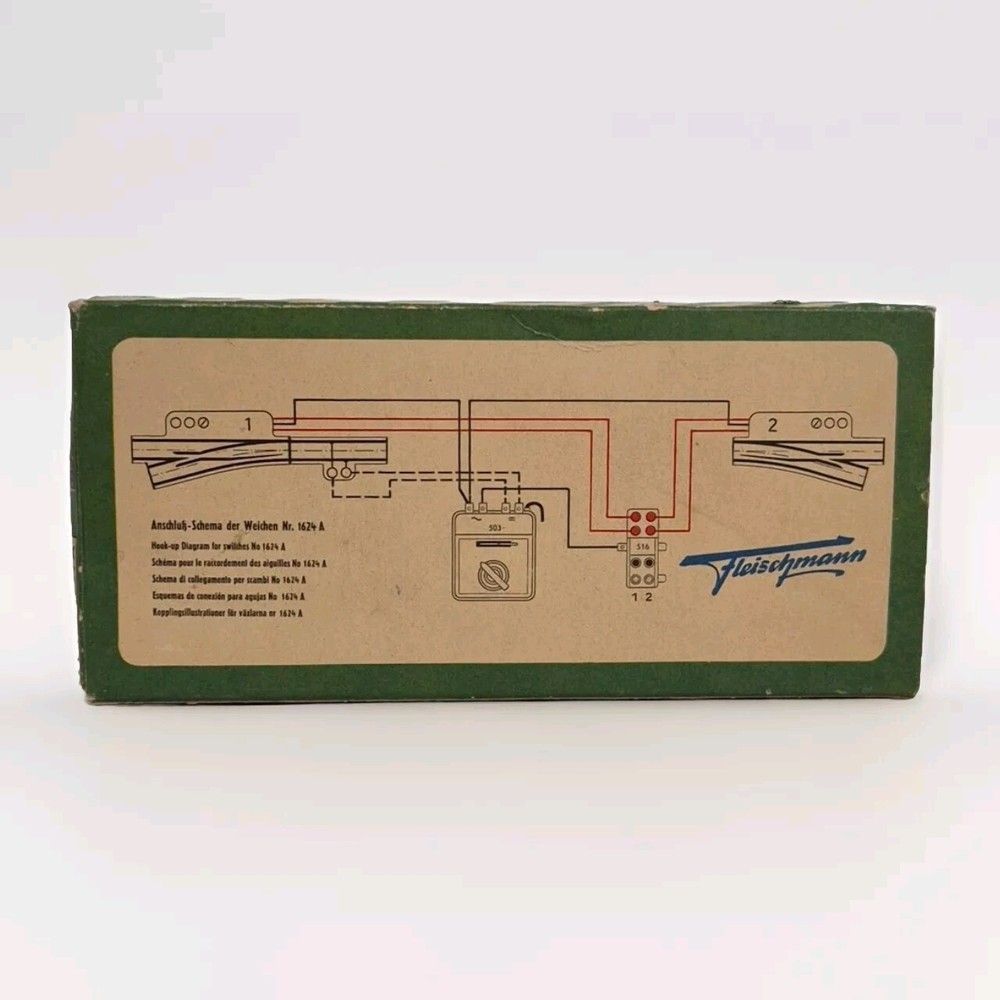 FLEISCHMANN No.1624A HO SCALE VINTAGE SWITCH FOR MODEL TRAIN TRACKS BOXED