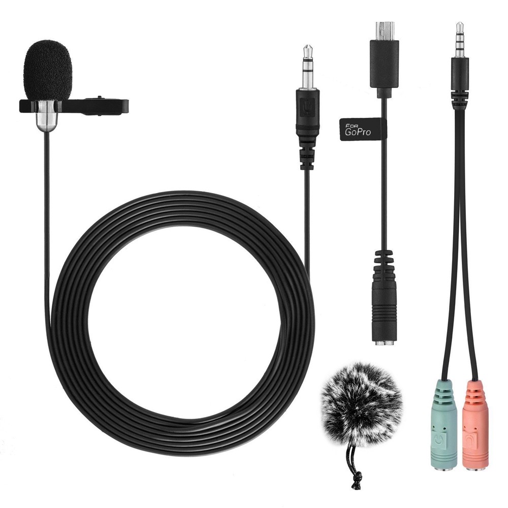 GoPro Pro AAMIC-001 Mic Adapter FOR HERO7 SILVER + WIND SCREEN + HD MICROPHONE