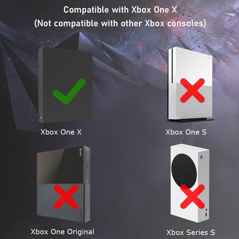 Secure Xbox One X Wall Mount Stand with Detachable Controller & Headphone Holder