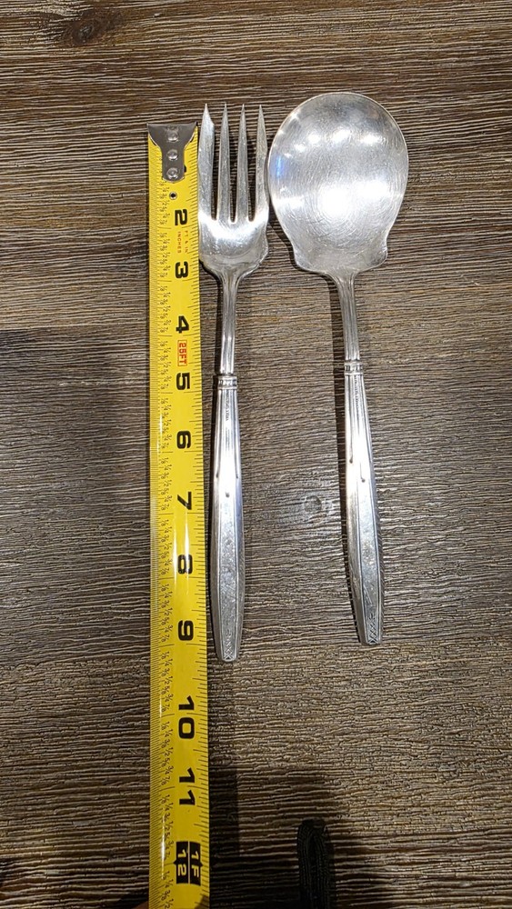 Antique Sterling Silver handle serving Fork & Spoon Set