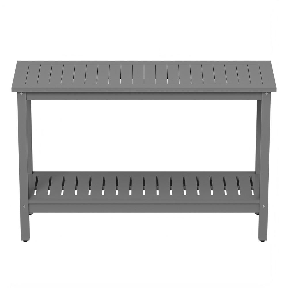 Console Table 48" Patio Side Accent Table Multifunctional with Foot Sliders Grey