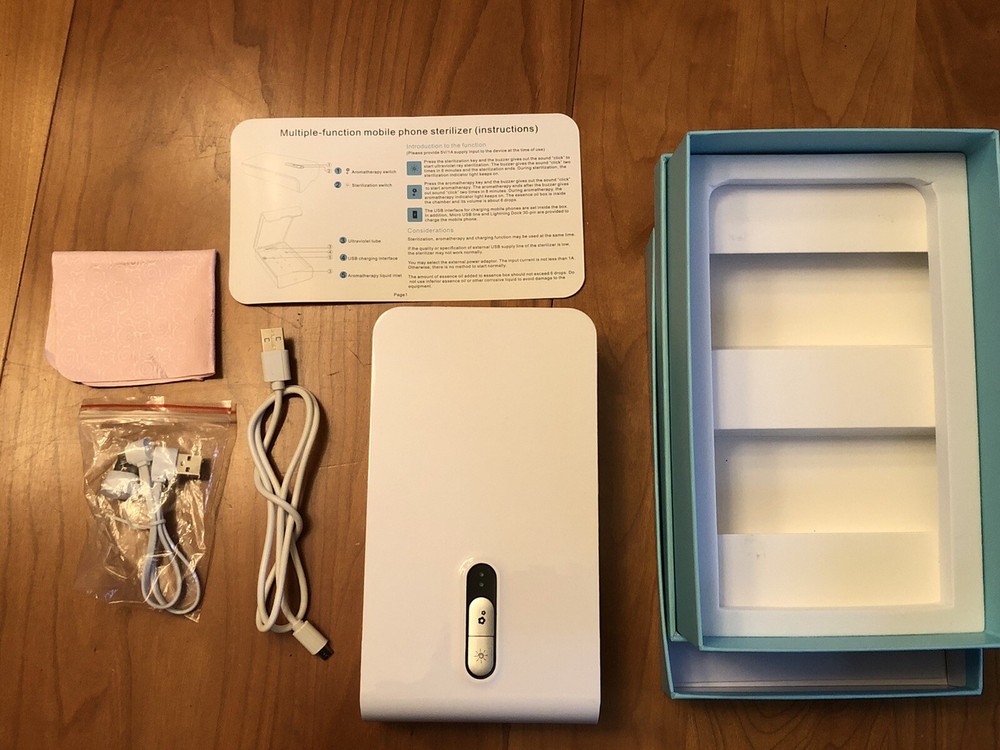 Multi-Function Mobile Phone UV Sterilizer w/ Aromatherapy Diffuser….. Open Box