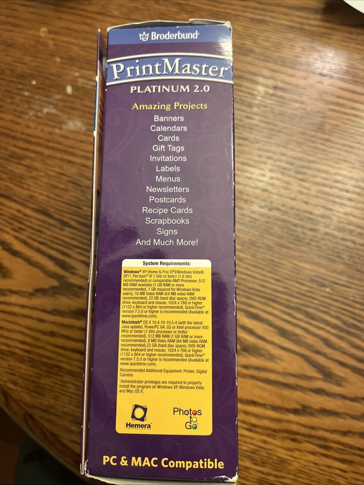 Print Master Platinum 2.0, PC And Mac Compatible, Broderbund