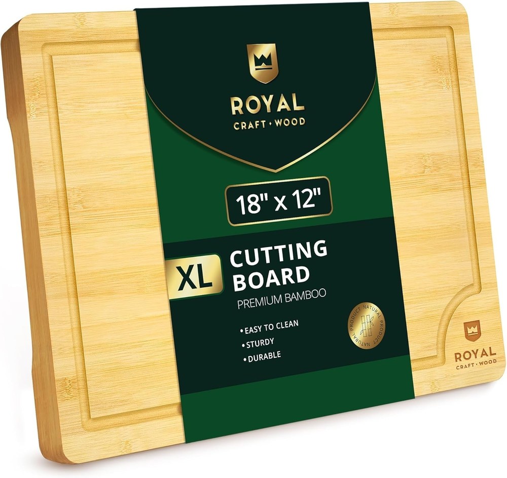 Sustainable Bamboo Cutting Board - Versatile 18"x12" for Kitchen Prep & Serving
