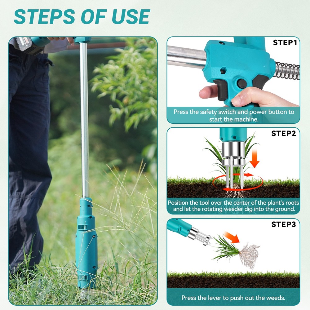 Battery Powered Cordless Weed Puller Tool Electric StandUp Weed Puller Tool