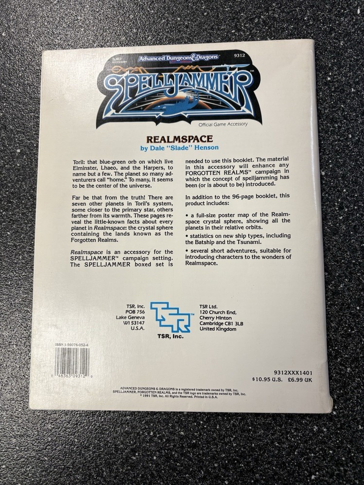 Advanced Dungeons & Dragons 2E Spelljammer Realmspace 1991 TSR 9312 w/ Map