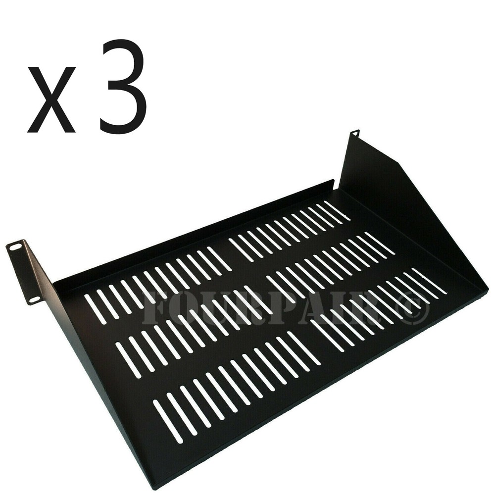 3 Pack - 2 Space Vented Cantilever Relay Rack Mount Server Shelf 19" 2U 10" Deep