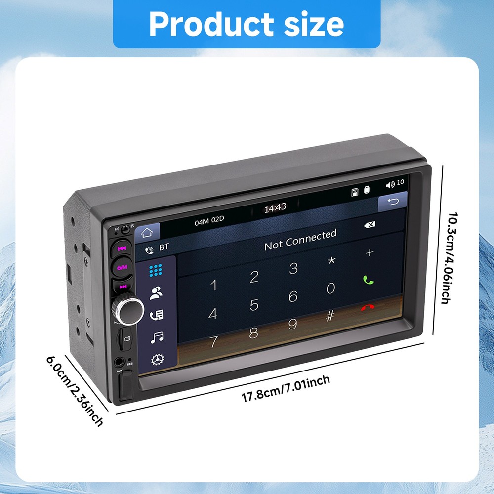 2DIN Double 7” Touchscreen Car Stereo with Bluetooth, GPS& Apple/Android CarPlay