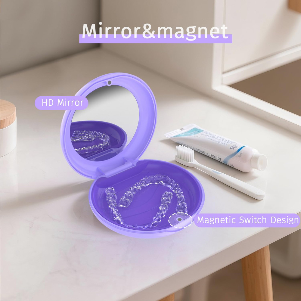 2Pack Retainer Case with Mirror, Compatible with Invisalign, Orthodontic Alig...