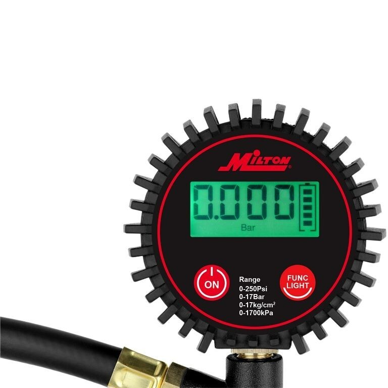 Milton® Digital Tire Inflator / Pressure Gauge, 0-250 PSI, 14" Air Hose, Lock-on