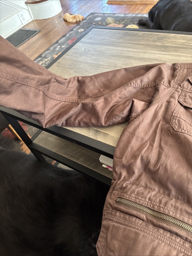 Cabelas Brown Hunting Jacket Lined Size Large Regular Zipper Pockets EUC