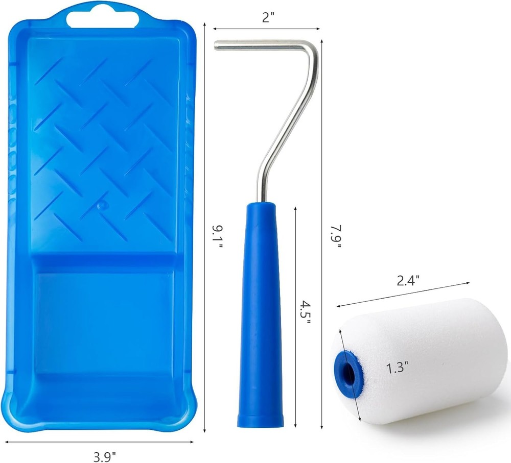 Complete 10 Pack Mini Paint Roller Kit: 2 Inch Foam Rollers with Tray and Liners