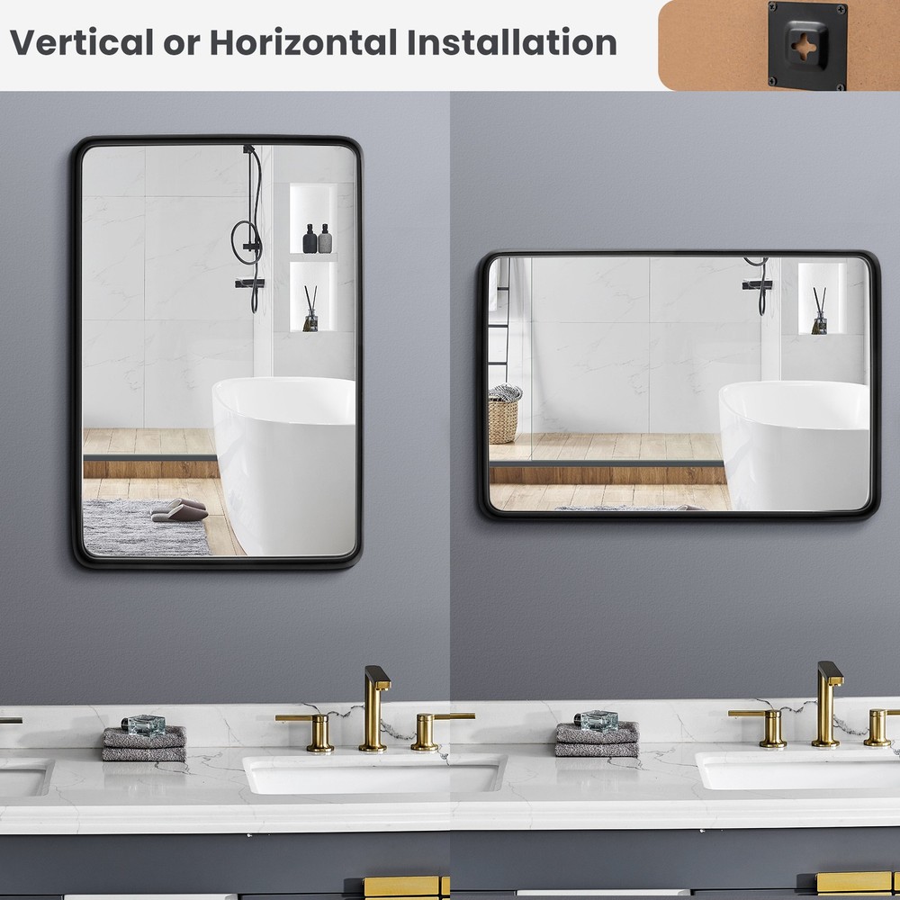 36"X24" Rectangular Bathroom Wall Mirror Vertical or Horizontal Hanging Bedroom