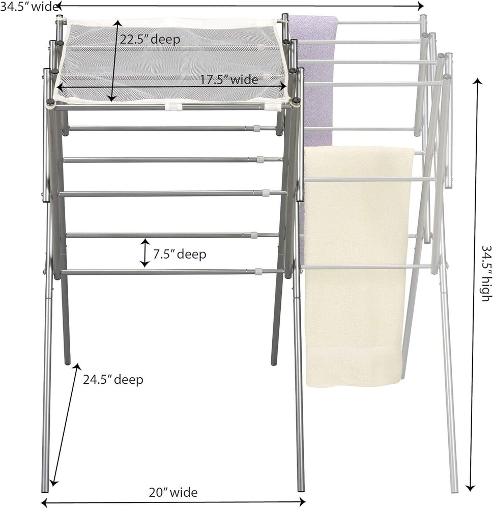 Drying Rack, Foldable, Expandable and Collapsible Laundry Drying Rack, Silver