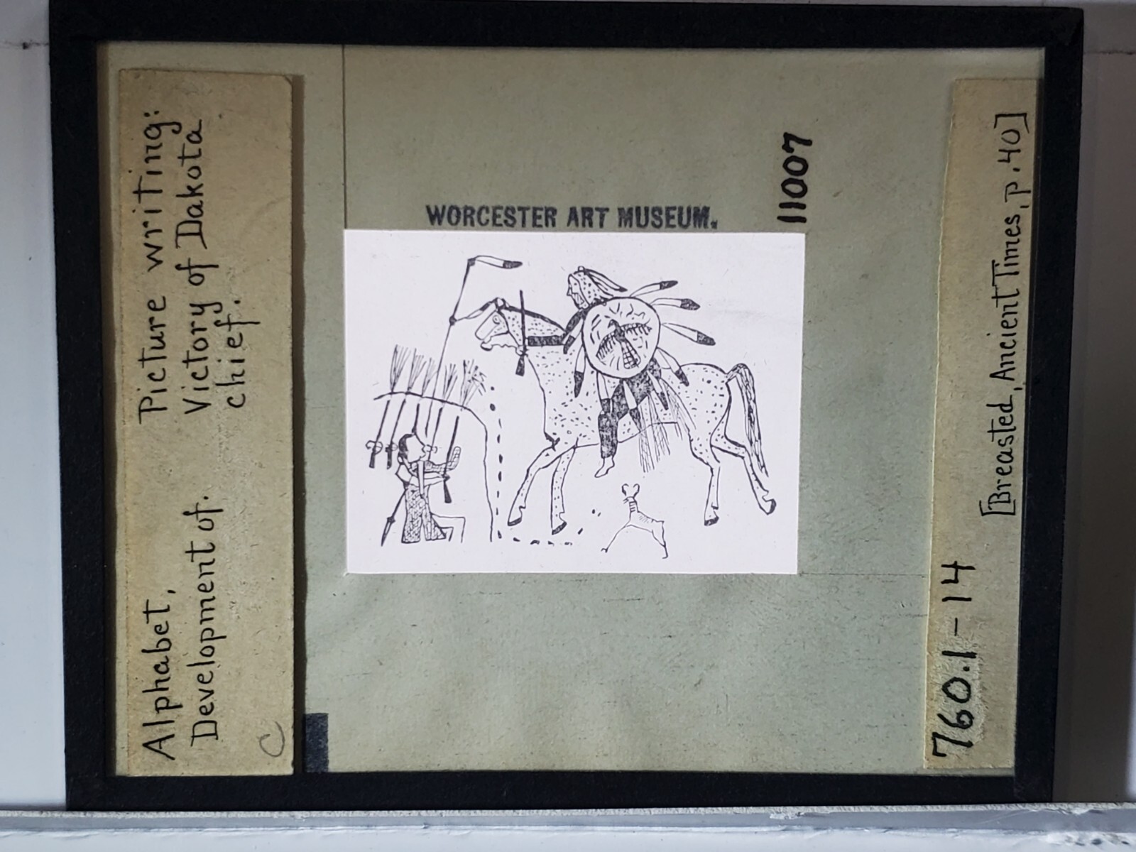 Picture Writing, Victory of Dakota Chief, Magic Lantern Glass Slide