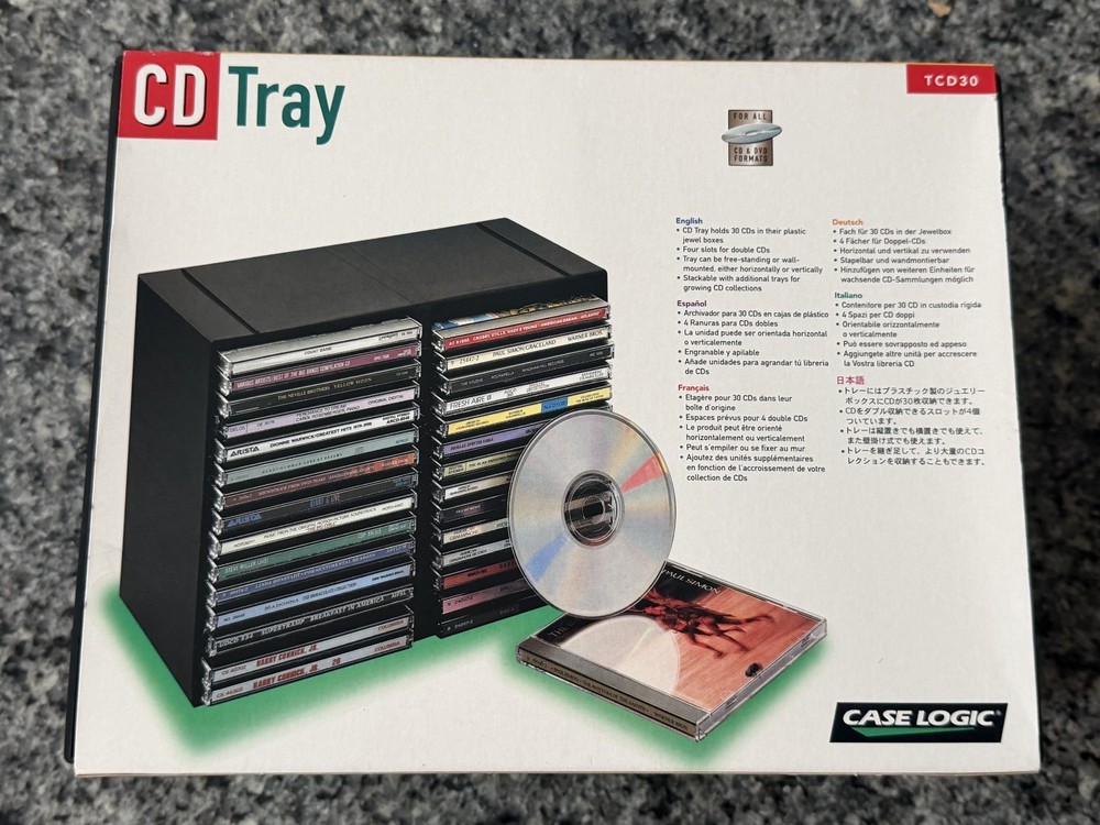 TCD30 Case Logic 30 CD TRAY Wall Mountable Stackable Storage Holder Rack NOS New