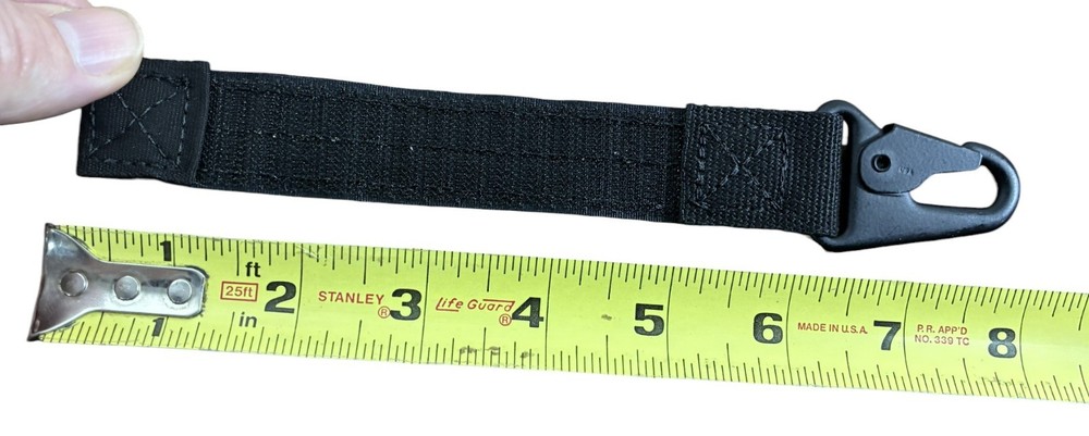 MOLLE Hook & Loop Tactical Clip Retainer Strap Carabiner Black