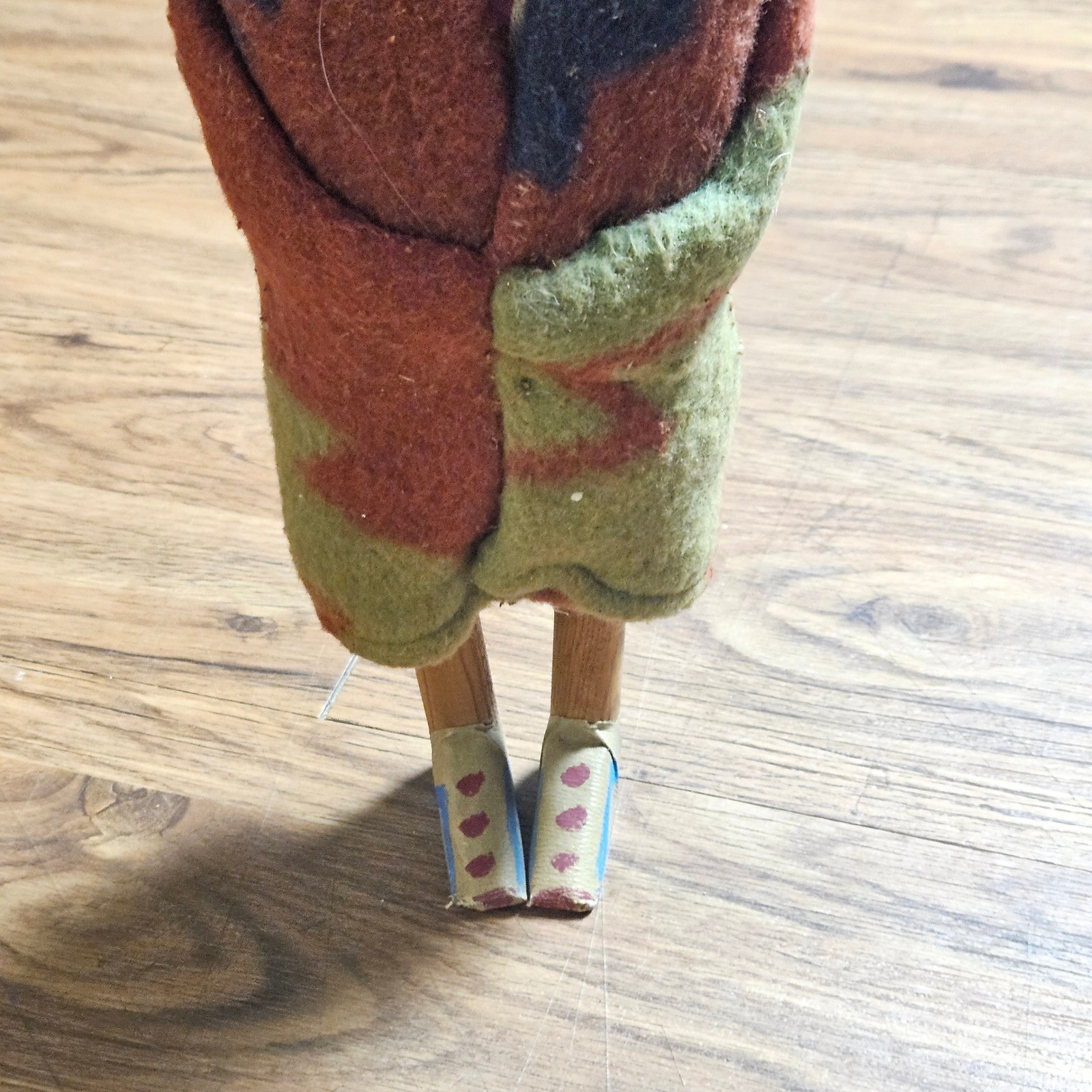 Vintage Skookum Native American Doll 12" Blanket Wrapped Wood Southwestern