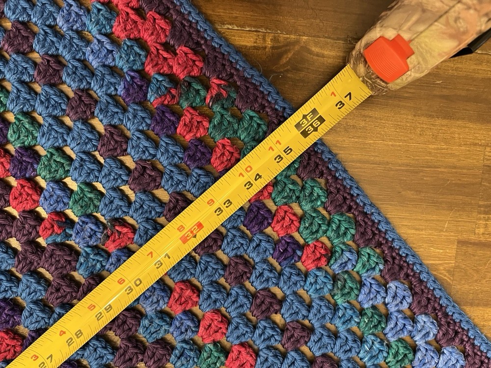 Hand Crocheted Multicolored Throw Blanket/Afghan 36” x 36”