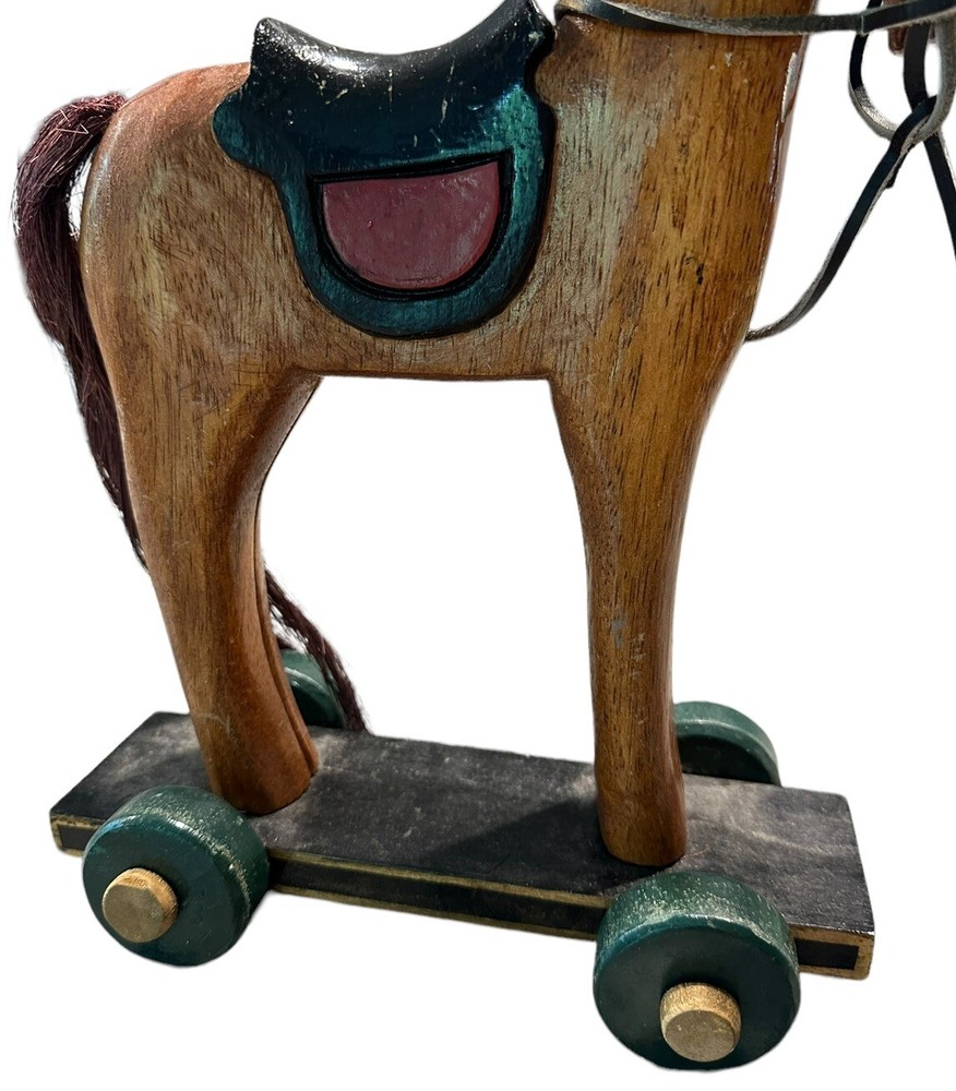 Vintage Horse On Wheels With Pull String