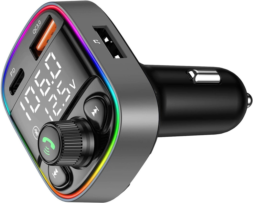 Bluetooth 5.4 Bluetooth Car Adapter, FM Transmitter with Qc3.0/Type-C 42W Fast C