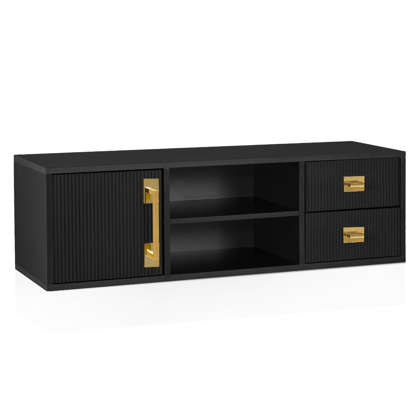 Wall-Mounted Barber Station with Golden Handles, Salon Hanging Storage Organizer