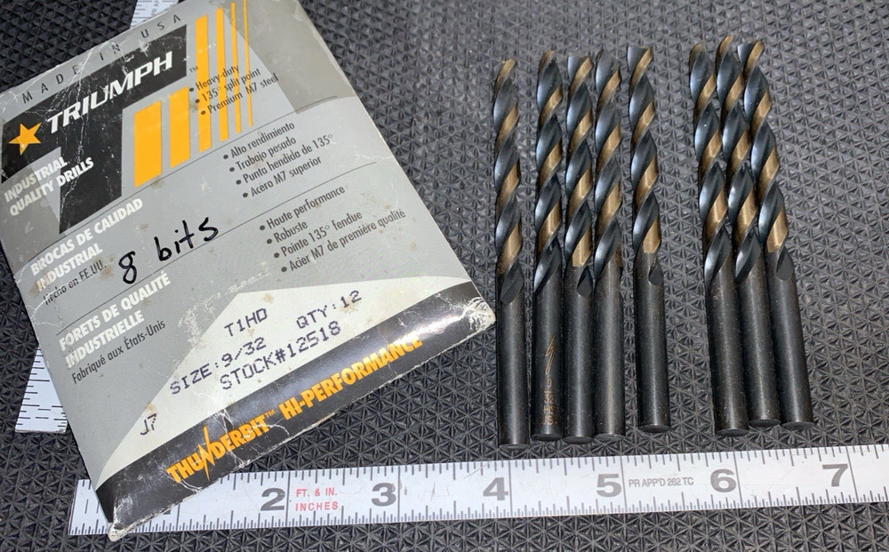 (8count) 9/32" Jobber Drill Bits Triumph thunder Bits USA C07985 4f558