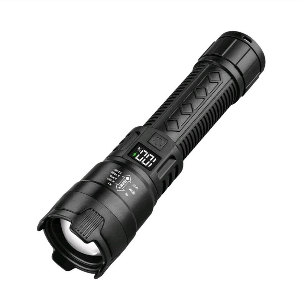 Led Flashlight With Display Light Type C USB Charging Built-in Battery