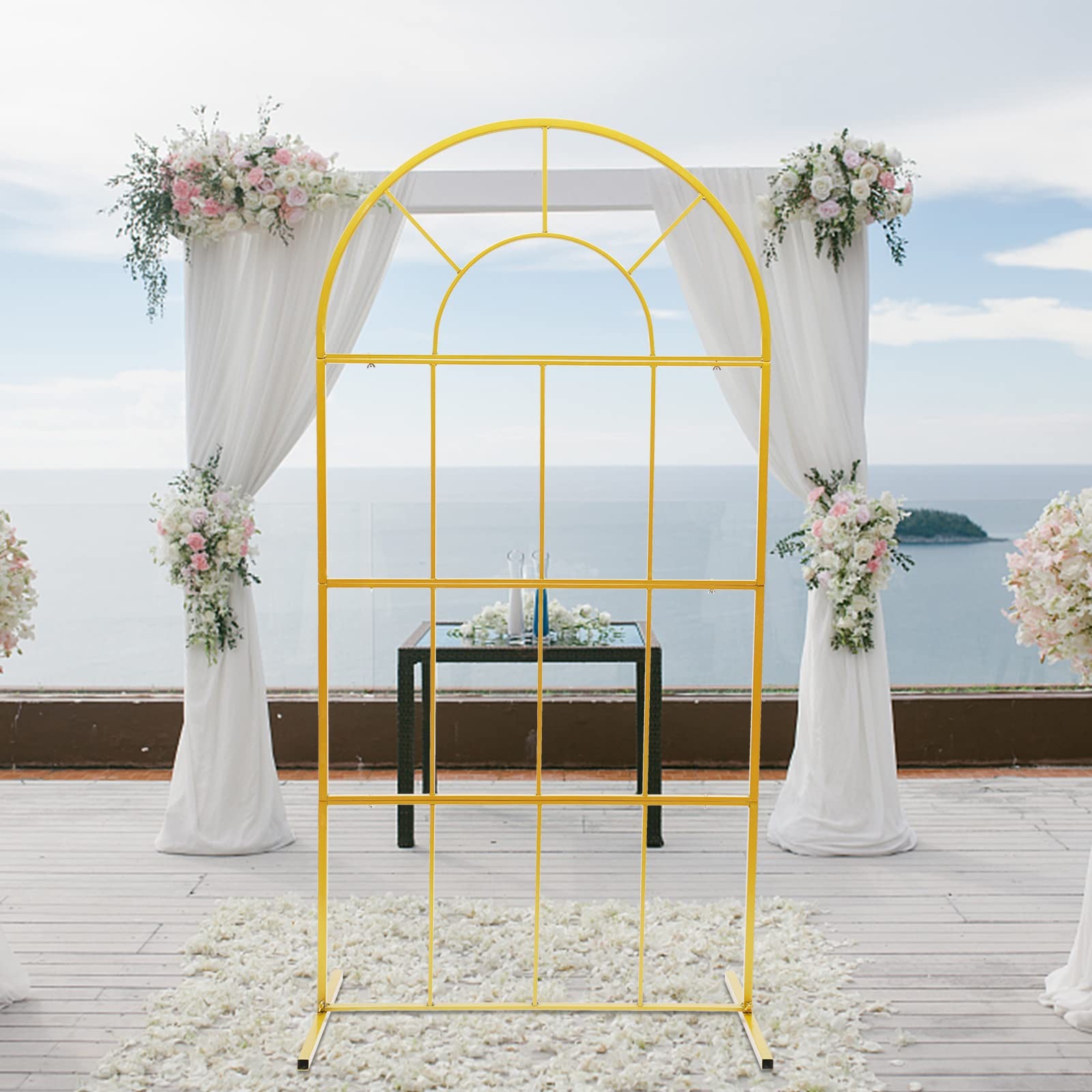 Gold Wedding Arch Stand Easy Assembly Metal Heavy Duty for Weddings Party Photo