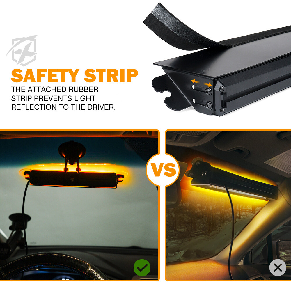 8 LED Windshield Strobe Light Bar Dash Emergency Warning Flasher Amber White 12V