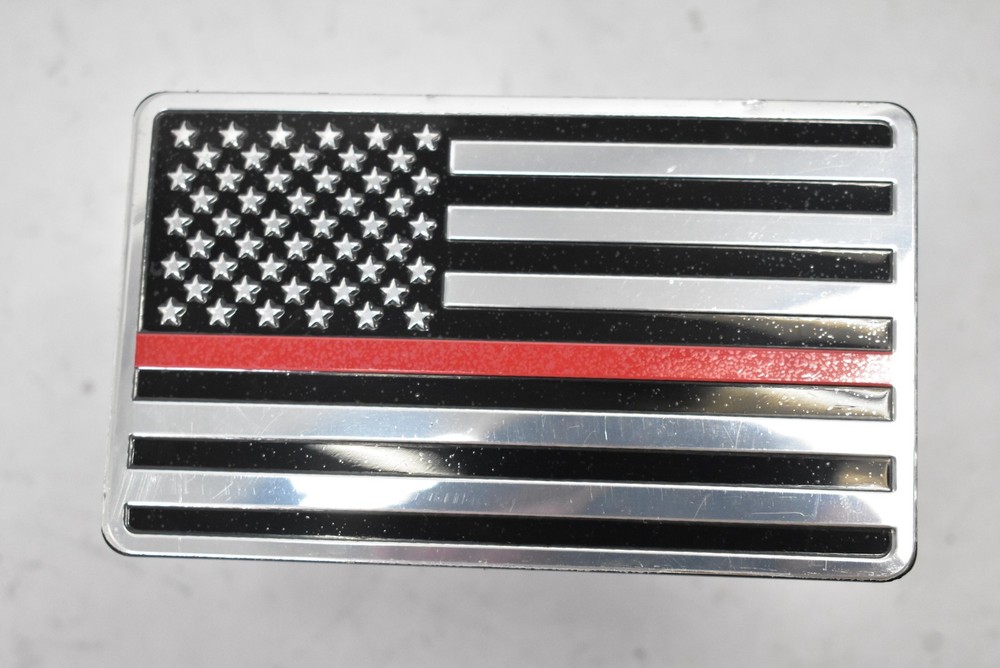 Thin Red Line American Flag Fire Service Support Hitch Cover Receiver Plug