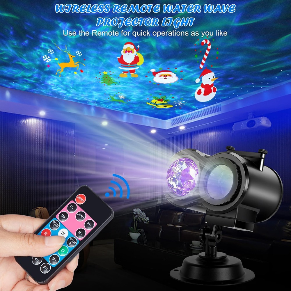 Christmas Projector Lights,HD Wave Ocean Effect LED Projector with 16pc Slide...