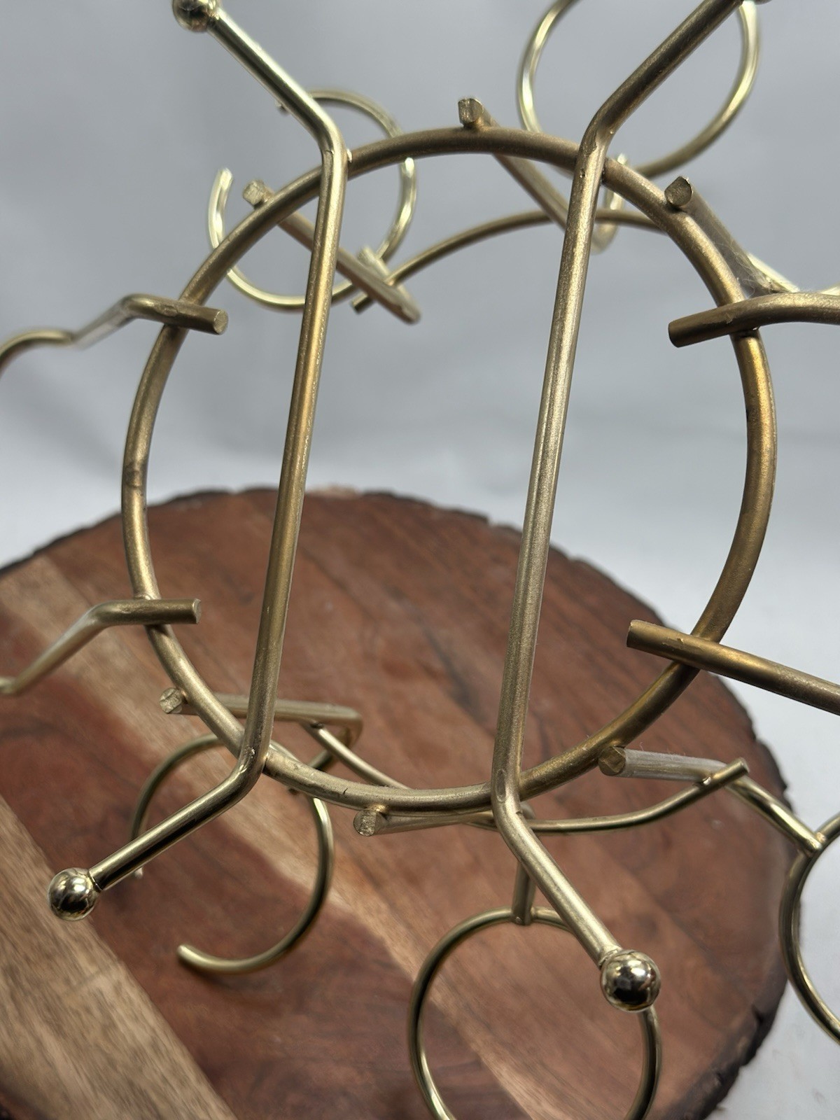 MCM Barware Cocktail Gold Color Metal Caddy Holds Glasses And Decanter