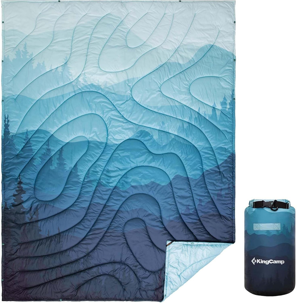 Ultralight Camping Blanket, Packable down Alternative Puffy Printed Wearable Bla