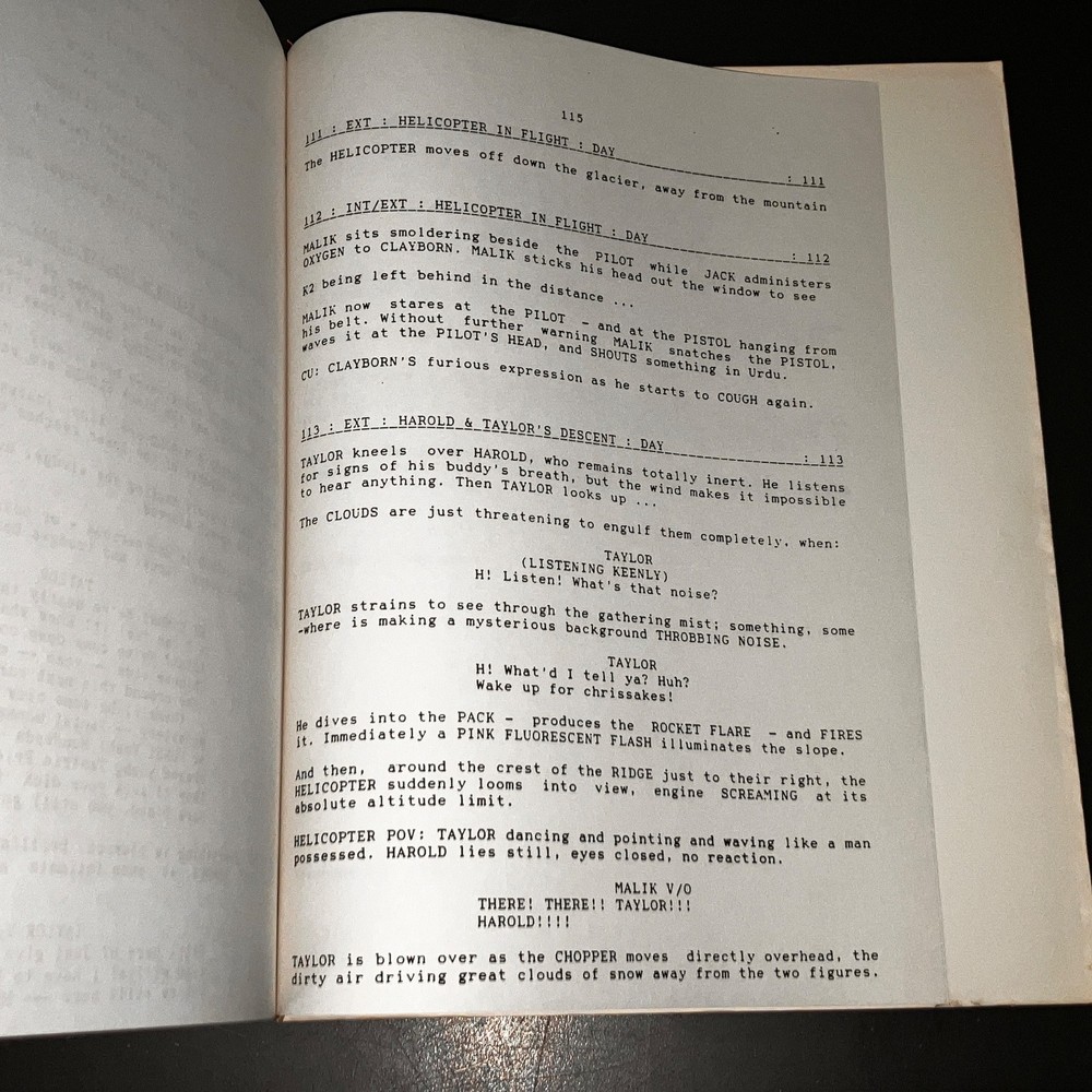 "K 2" (11/1/89) Mountain Climbing Dramatic/Adventure ~ CAA Agency Script + COA!