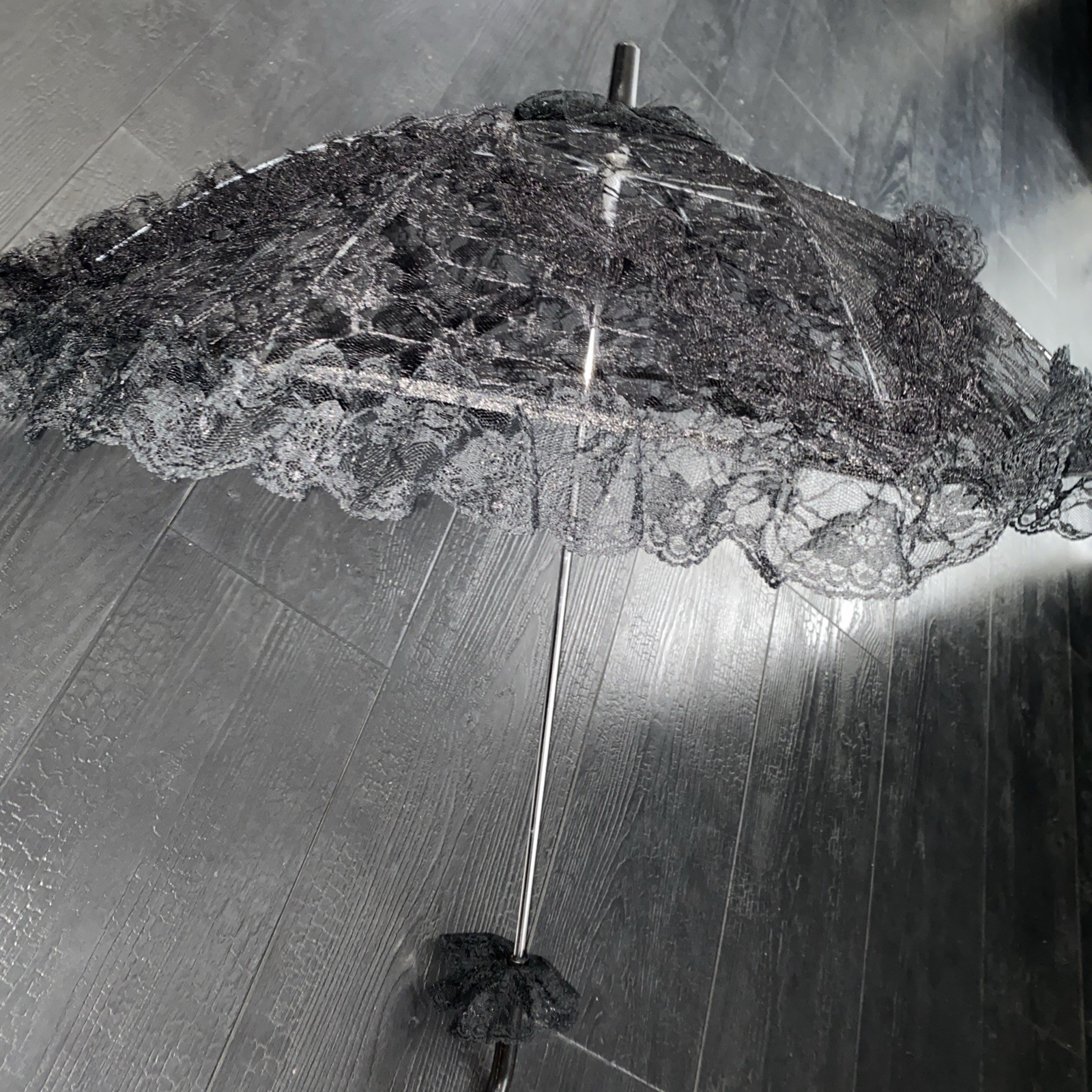 Goth Gothic Cosplay Wedding Bride Bridal Umbrella Parasol Black Lace