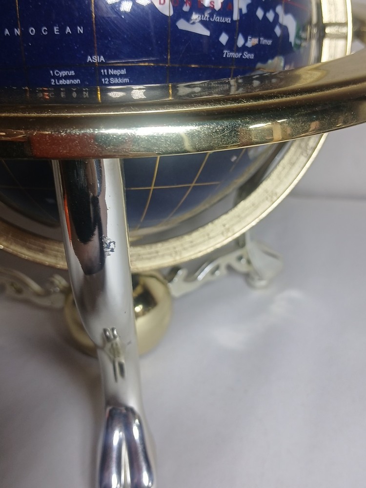 Gemstone globe Double Axis 9 Inch Tall Read Description