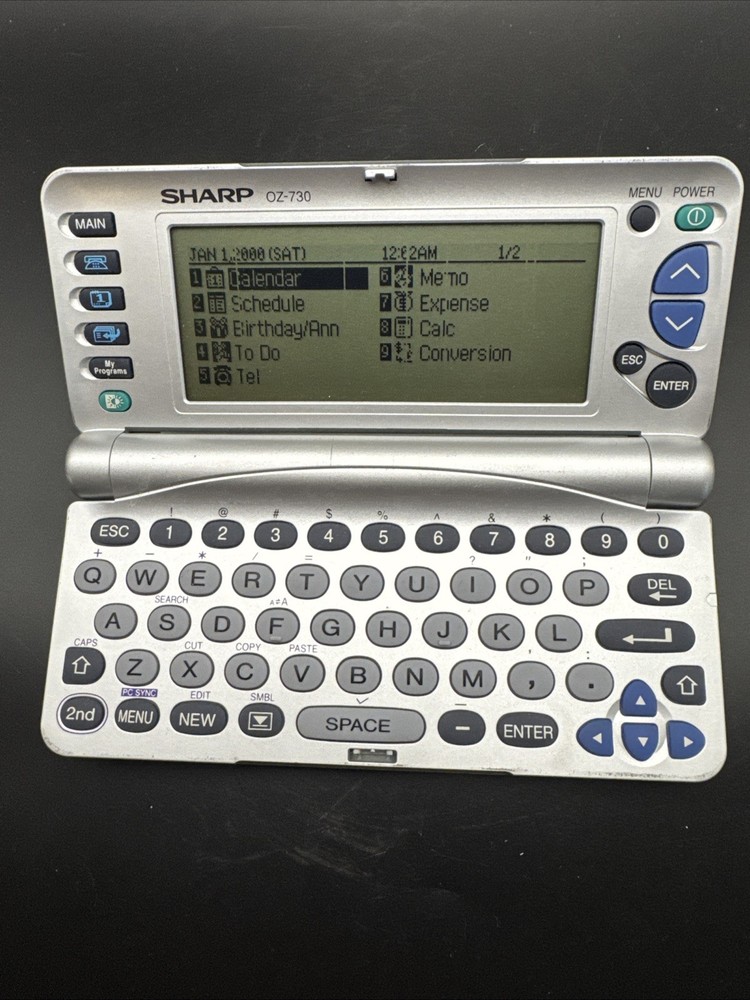 Vintage Sharp Wizard OZ-730 Silver Handheld Portable Electronic Organizer